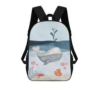 sinyumoney 3D Printed Children's Backpack Whale Sea Nursery Travel Lightweight School Bag Fashion School Backpack for Kids School Students 17inch