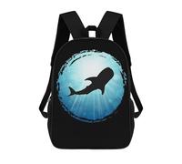 sinyumoney 3D Printed Children's Backpack Whale Shark Blue Ocean Apn Travel Lightweight School Bag Fashion School Backpack for Kids School Students 17inch