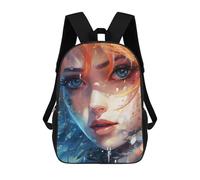 sinyumoney 3D Printed Children's Backpack Whispering Winds A Digital Portrait Travel Lightweight School Bag Fashion School Backpack for Kids School Students 17inch