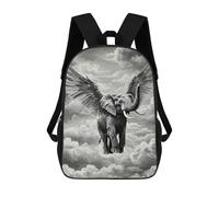 sinyumoney 3D Printed Children's Backpack Winged Elephant in Cloudy Sky School Backpack High Capacity Travel Book Bags for Boys Elementary And Middle School Students 17inch