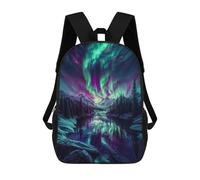sinyumoney 3D Printed Children's Backpack Winter Aurora Borealis School Backpack High Capacity Travel Book Bags for Boys Elementary And Middle School Students 17inch