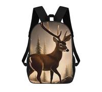 sinyumoney 3D Printed Children's Backpack Winter Majesty Deer School Backpack High Capacity Travel Book Bags for Boys Elementary And Middle School Students 17inch