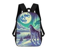 sinyumoney 3D Printed Children's Backpack Winter Wolf Under Full Moon Travel Lightweight School Bag Fashion School Backpack for Kids School Students 17inch