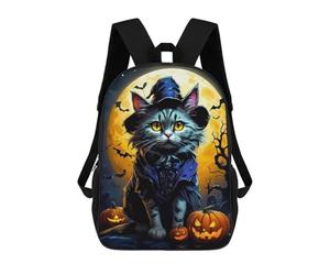 sinyumoney 3D Printed Children's Backpack Witch Cat School Backpack High Capacity Travel Book Bags for Boys Elementary And Middle School Students 17inch
