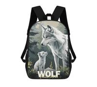 sinyumoney 3D Printed Children's Backpack Wolf Family Minimalist Travel Lightweight School Bag Fashion School Backpack for Kids School Students 17inch