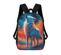 sinyumoney 3D Printed Children's Backpack Wolf in Autumnal Hues School Backpack High Capacity Travel Book Bags for Boys Elementary And Middle School Students 17inch