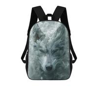 sinyumoney 3D Printed Children's Backpack Wolf in Smoke School Backpack High Capacity Travel Book Bags for Boys Elementary And Middle School Students 17inch