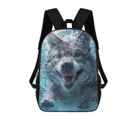 sinyumoney 3D Printed Children's Backpack Wolf Sea Travel Lightweight School Bag Fashion School Backpack for Kids School Students 17inch