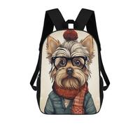 sinyumoney 3D Printed Children's Backpack Yorkie Puppy Painting School Backpack High Capacity Travel Book Bags for Boys Elementary And Middle School Students 17inch