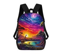 sinyumoney 3D Printed Children's Backpacks African Sunset Dreamscape Book Bags Boy Girl Kids School Backpack With Big Pockets for Kids School 17inch