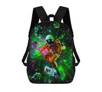 sinyumoney 3D Printed Children's Backpacks Astronaut Skateboarding in Space -1 Book Bags Boy Girl Kids School Backpack With Big Pockets for Kids School 17inch