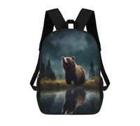 sinyumoney 3D Printed Children's Backpacks Brown Bear Starry Book Bags Boy Girl Kids School Backpack With Big Pockets for Kids School 17inch