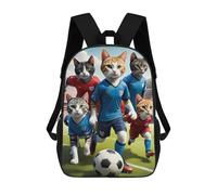 sinyumoney 3D Printed Children's Backpacks Cats Playing Soccer Book Bags Boy Girl Kids School Backpack With Big Pockets for Kids School 17inch