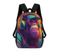 sinyumoney 3D Printed Children's Backpacks Chill Monkey -7 Book Bags Boy Girl Kids School Backpack With Big Pockets for Kids School 17inch
