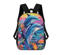 sinyumoney 3D Printed Children's Backpacks Colorful Dolphins Underwater-2 Book Bags Boy Girl Kids School Backpack With Big Pockets for Kids School 17inch