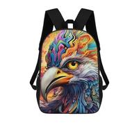 sinyumoney 3D Printed Children's Backpacks Colorful Eagle Portrait-8 Book Bags Boy Girl Kids School Backpack With Big Pockets for Kids School 17inch
