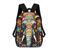 sinyumoney 3D Printed Children's Backpacks Colorful Elephant Artwork-21 Book Bags Boy Girl Kids School Backpack With Big Pockets for Kids School 17inch