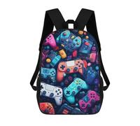sinyumoney 3D Printed Children's Backpacks Colorful Gaming Controllers Collage Book Bags Boy Girl Kids School Backpack With Big Pockets for Kids School 17inch