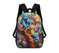 sinyumoney 3D Printed Children's Backpacks Colorful Koala Gathering Book Bags Boy Girl Kids School Backpack With Big Pockets for Kids School 17inch