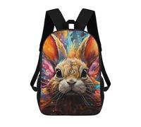 sinyumoney 3D Printed Children's Backpacks Colorful Rabbit Portrait -4 Book Bags Boy Girl Kids School Backpack With Big Pockets for Kids School 17inch