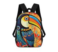 sinyumoney 3D Printed Children's Backpacks Colorful Toucan Illustration Book Bags Boy Girl Kids School Backpack With Big Pockets for Kids School 17inch