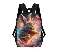 sinyumoney 3D Printed Children's Backpacks Cosmic Bunny Flight Book Bags Boy Girl Kids School Backpack With Big Pockets for Kids School 17inch
