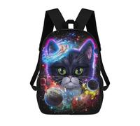 sinyumoney 3D Printed Children's Backpacks Cosmic Cat Dreamscape-2 Book Bags Boy Girl Kids School Backpack With Big Pockets for Kids School 17inch