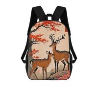 sinyumoney 3D Printed Children's Backpacks Deer Love Japanese Book Bags Boy Girl Kids School Backpack With Big Pockets for Kids School 17inch