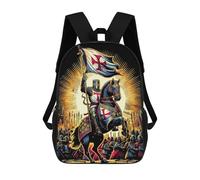 sinyumoney 3D Printed Children's Backpacks Deus Vult Godfrey Leads Book Bags Boy Girl Kids School Backpack With Big Pockets for Kids School 17inch