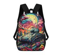 sinyumoney 3D Printed Children's Backpacks Fantasy Tank in Bloom Book Bags Boy Girl Kids School Backpack With Big Pockets for Kids School 17inch