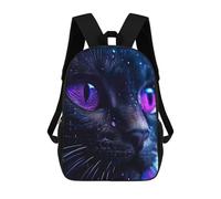 sinyumoney 3D Printed Children's Backpacks Galactic Cat Gaze Book Bags Boy Girl Kids School Backpack With Big Pockets for Kids School 17inch