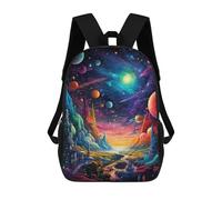 sinyumoney 3D Printed Children's Backpacks Galactic Fantasy Landscape Book Bags Boy Girl Kids School Backpack With Big Pockets for Kids School 17inch