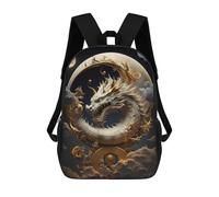 sinyumoney 3D Printed Children's Backpacks Golden Dragon Moonlit Sky Book Bags Boy Girl Kids School Backpack With Big Pockets for Kids School 17inch