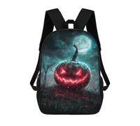 sinyumoney 3D Printed Children's Backpacks Halloween Pumpkin with Full Moon Book Bags Boy Girl Kids School Backpack With Big Pockets for Kids School 17inch