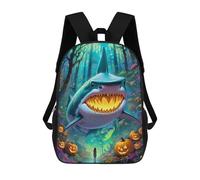 sinyumoney 3D Printed Children's Backpacks Halloween Shark Forest Book Bags Boy Girl Kids School Backpack With Big Pockets for Kids School 17inch