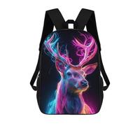 sinyumoney 3D Printed Children's Backpacks Neon Deer Art Print Book Bags Boy Girl Kids School Backpack With Big Pockets for Kids School 17inch