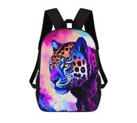 sinyumoney 3D Printed Children's Backpacks Neon Leopard Portrait -4 Book Bags Boy Girl Kids School Backpack With Big Pockets for Kids School 17inch