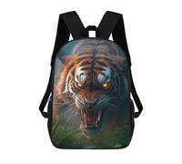 sinyumoney 3D Printed Children's Backpacks Roaring Tiger in Grass Book Bags Boy Girl Kids School Backpack With Big Pockets for Kids School 17inch
