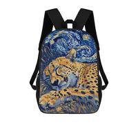 sinyumoney 3D Printed Children's Backpacks Sleeping Cheetah Starry Night Art Book Bags Boy Girl Kids School Backpack With Big Pockets for Kids School 17inch