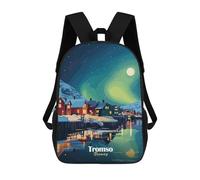 sinyumoney 3D Printed Children's Backpacks Tromso, Norway Night Book Bags Boy Girl Kids School Backpack With Big Pockets for Kids School 17inch