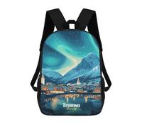 sinyumoney 3D Printed Children's Backpacks Tromso, Norway Night Sky Book Bags Boy Girl Kids School Backpack With Big Pockets for Kids School 17inch