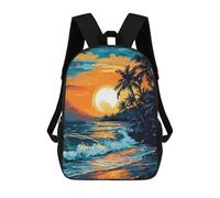 sinyumoney 3D Printed Children's Backpacks Tropical Sunset Beach Scene-1 Book Bags Boy Girl Kids School Backpack With Big Pockets for Kids School 17inch