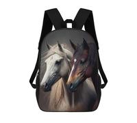 sinyumoney 3D Printed Children's Backpacks Two Majestic Horses Book Bags Boy Girl Kids School Backpack With Big Pockets for Kids School 17inch