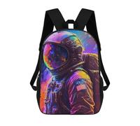 sinyumoney 3D Printed Children's Backpacks Vibrant Astronaut Artwork -4 Book Bags Boy Girl Kids School Backpack With Big Pockets for Kids School 17inch
