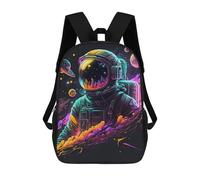 sinyumoney 3D Printed Children's Backpacks Vibrant Astronaut in Space -5 Book Bags Boy Girl Kids School Backpack With Big Pockets for Kids School 17inch