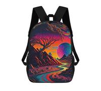 sinyumoney 3D Printed Children's Backpacks Whimsical Landscape with Tree And Moon Book Bags Boy Girl Kids School Backpack With Big Pockets for Kids School 17inch