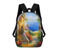 sinyumoney 3D Printed Children's School A Beautiful Courtyard Backpack for Kids High Capacity Travel Fashion Rucksacks Kids School Bag Casual Back Pack 17inch