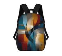 sinyumoney 3D Printed Children's School Abstract Curved Intersection - Blue, Gold & Ivory Geometry Backpack for Kids High Capacity Travel Fashion Rucksacks Kids School Bag Casual Back Pack 17inch