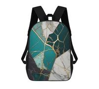 sinyumoney 3D Printed Children's School Abstract Jade Kintsugi Backpack for Kids High Capacity Travel Fashion Rucksacks Kids School Bag Casual Back Pack 17inch