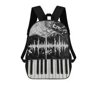 sinyumoney 3D Printed Children's School Abstract Piano Keys Black And White Backpack High Capacity Travel Book Bags Fashion Rucksacks Kids School Casual Back Pack 17inch